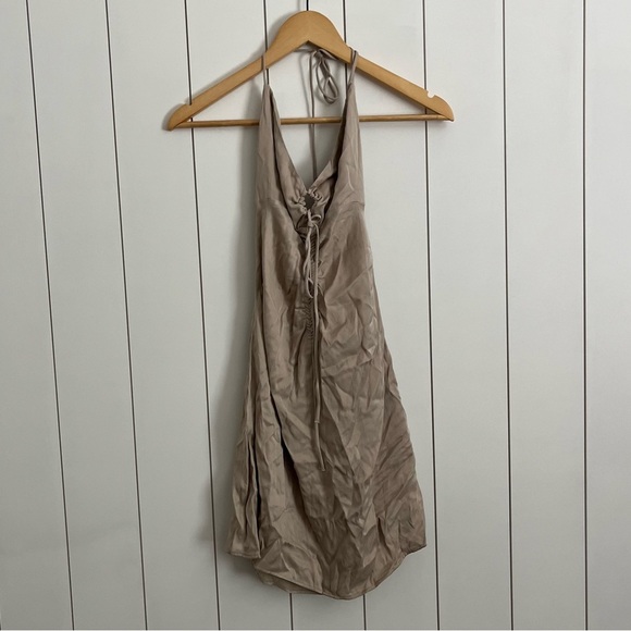 Zara Ruched Satin Halter Mini Dress - Picture 3 of 4